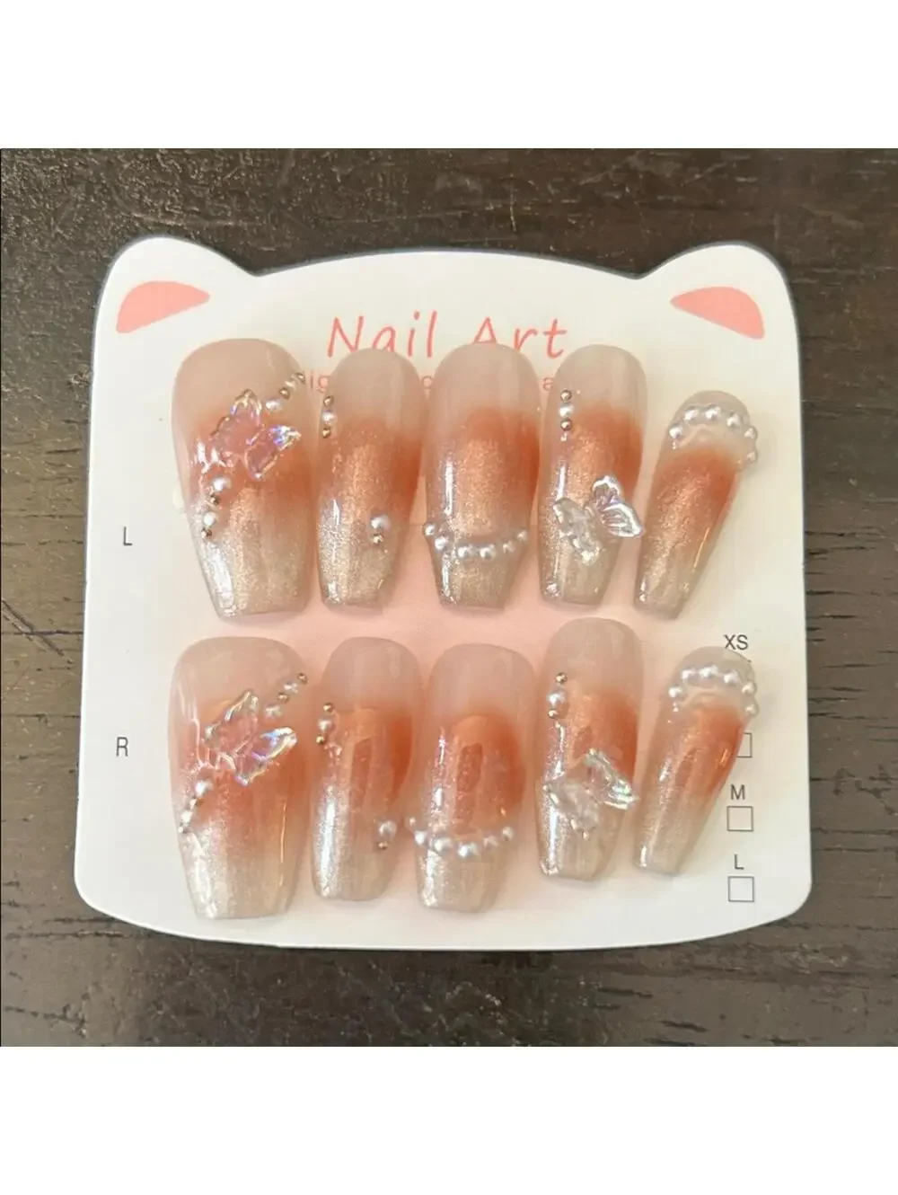 Elegant Handmade Pearl and Butterfly Nail Art Set